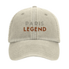 Embroidered cap featuring a vintage tennis design with Paris landmarks