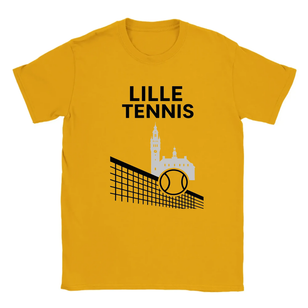 T-shirt featuring a graphic of a tennis player in action
