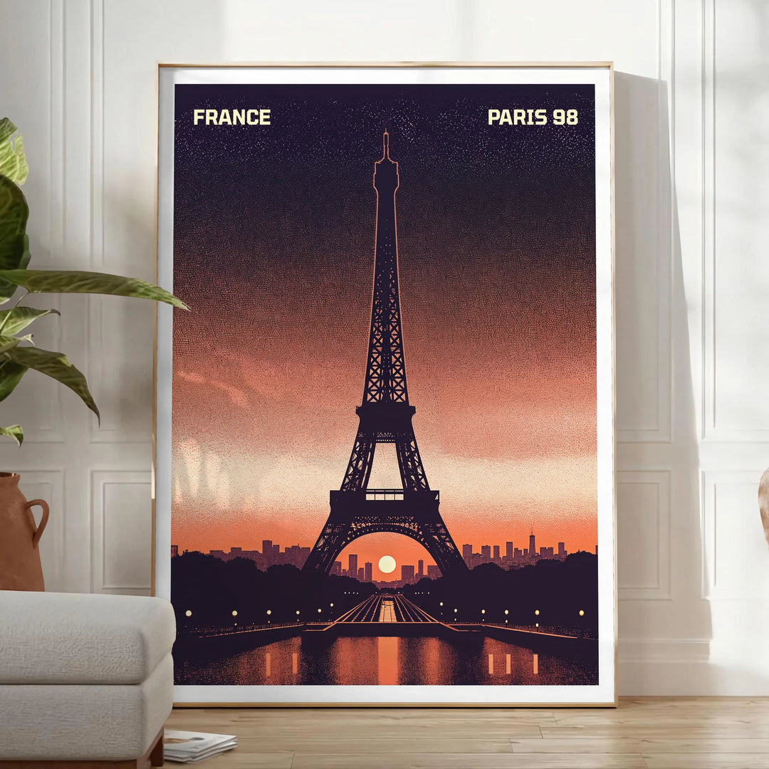 Poster of Paris minimalist illustration in green and gray tones