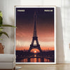 Poster of Paris minimalist illustration in green and gray tones