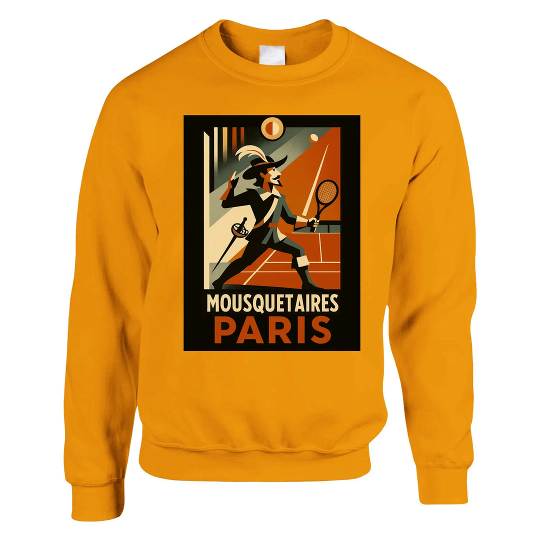 Crewneck sweater featuring a graphic of Mousquetaires Paris Tennis logo