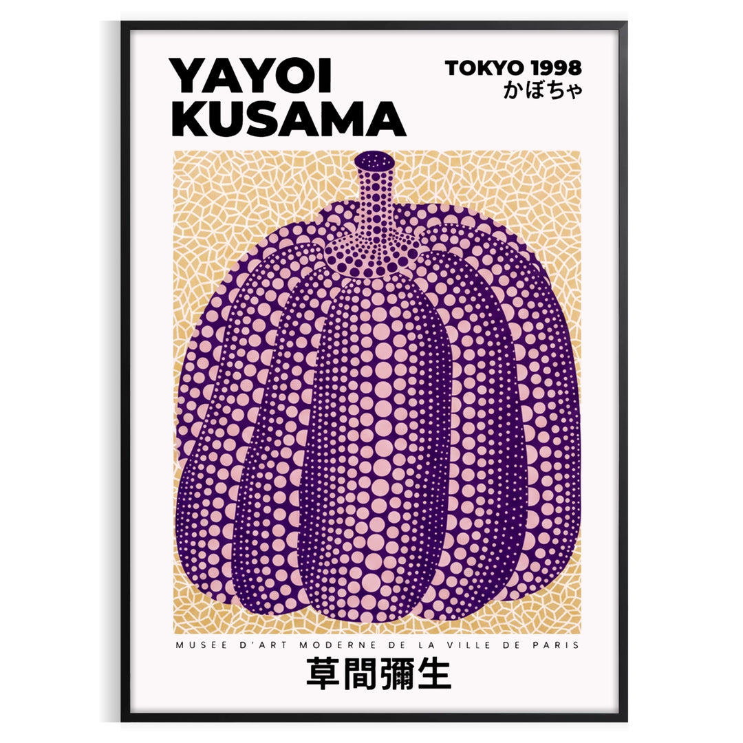 Green and white polka-dotted pumpkin in Yayoi Kusama's pop art style