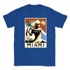 T-shirt featuring a graphic of tennis rackets and a Miami skyline