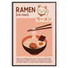 Illustration of a Maneki Neko holding ramen in a cozy kitchen setting