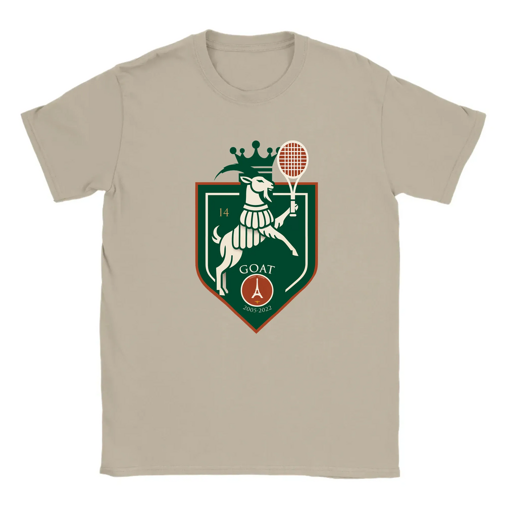T-shirt featuring a graphic of Rafael Nadal in action at the Paris tennis tournament