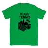 T-shirt featuring a graphic of a tennis player in action against a Miami skyline