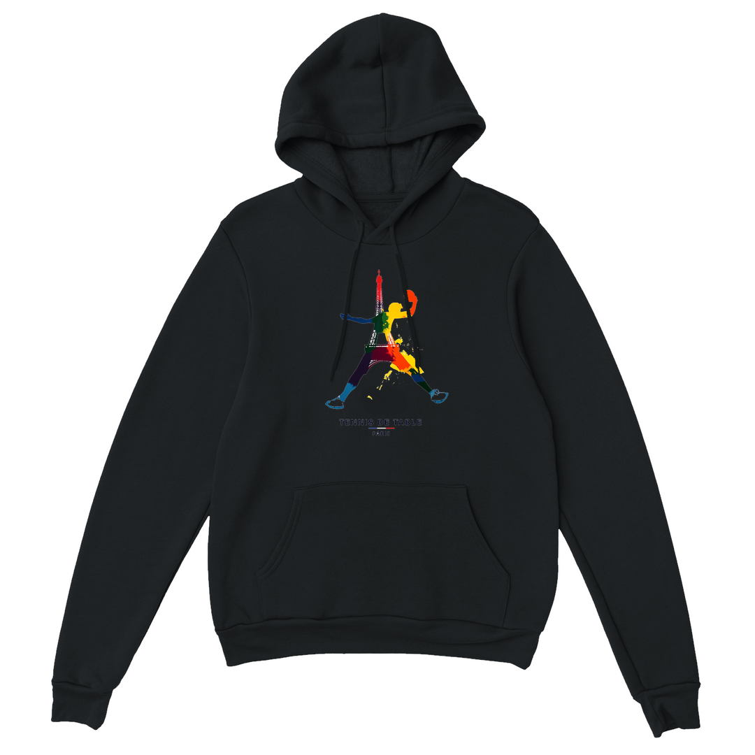 Hoodie featuring a graphic print of a tennis table in Paris