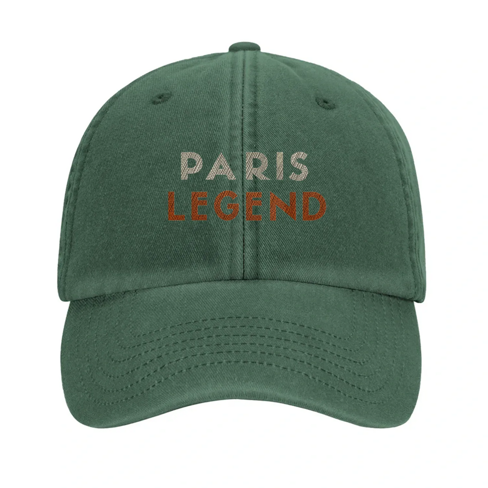 Embroidered cap featuring a vintage tennis design with Paris landmarks