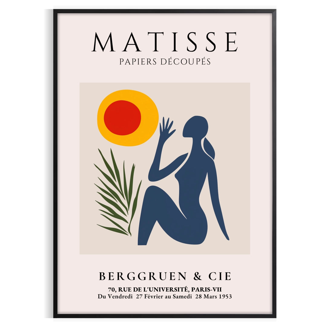 Cut-out artwork of a woman by Matisse in white and orange
