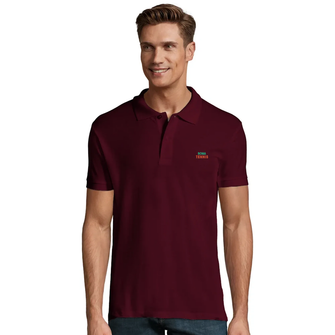 Embroidered polo featuring a Roma Tennis emblem on the chest