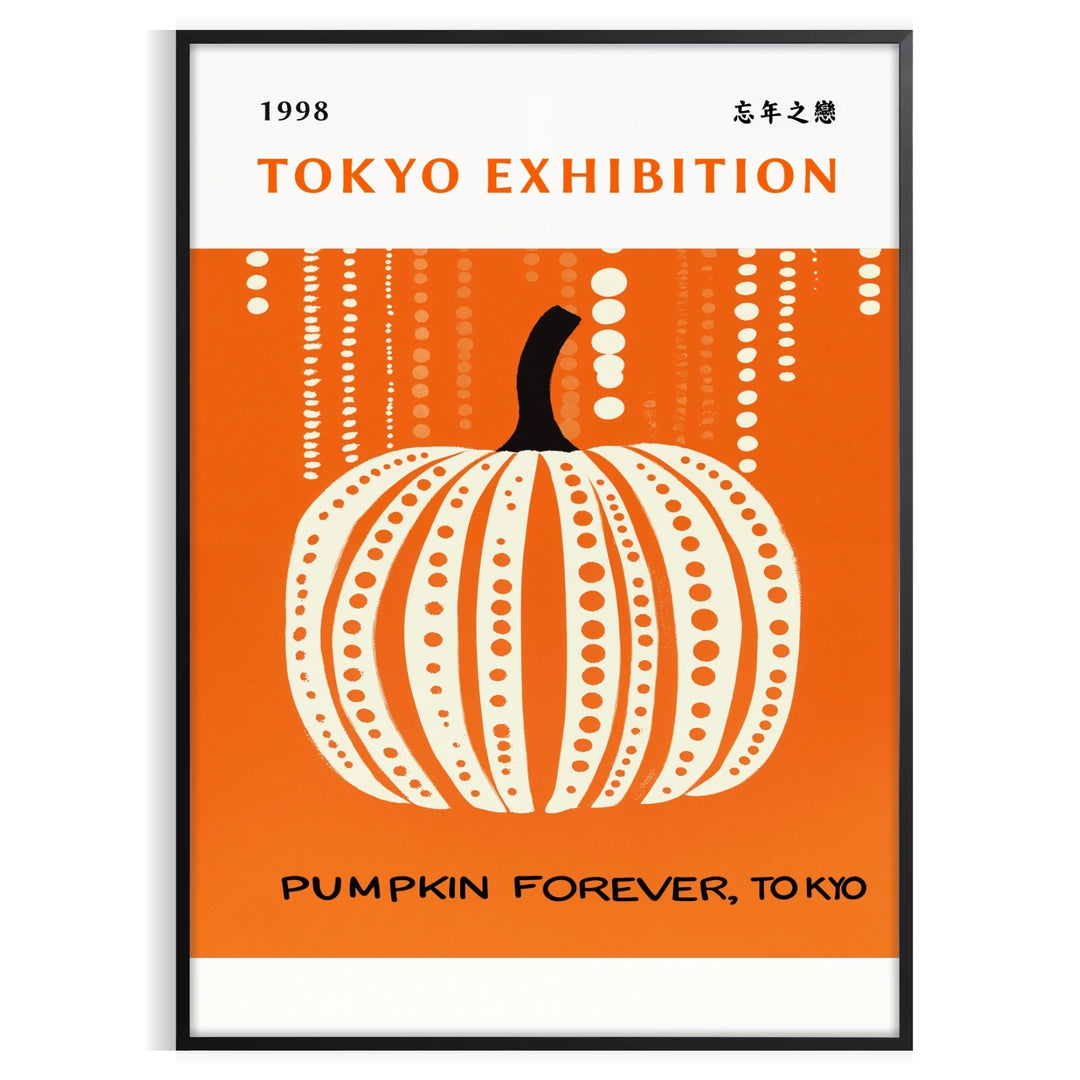 Yayoi Kusama's Pumpkin Forever artwork featuring a bright yellow pumpkin with black dots