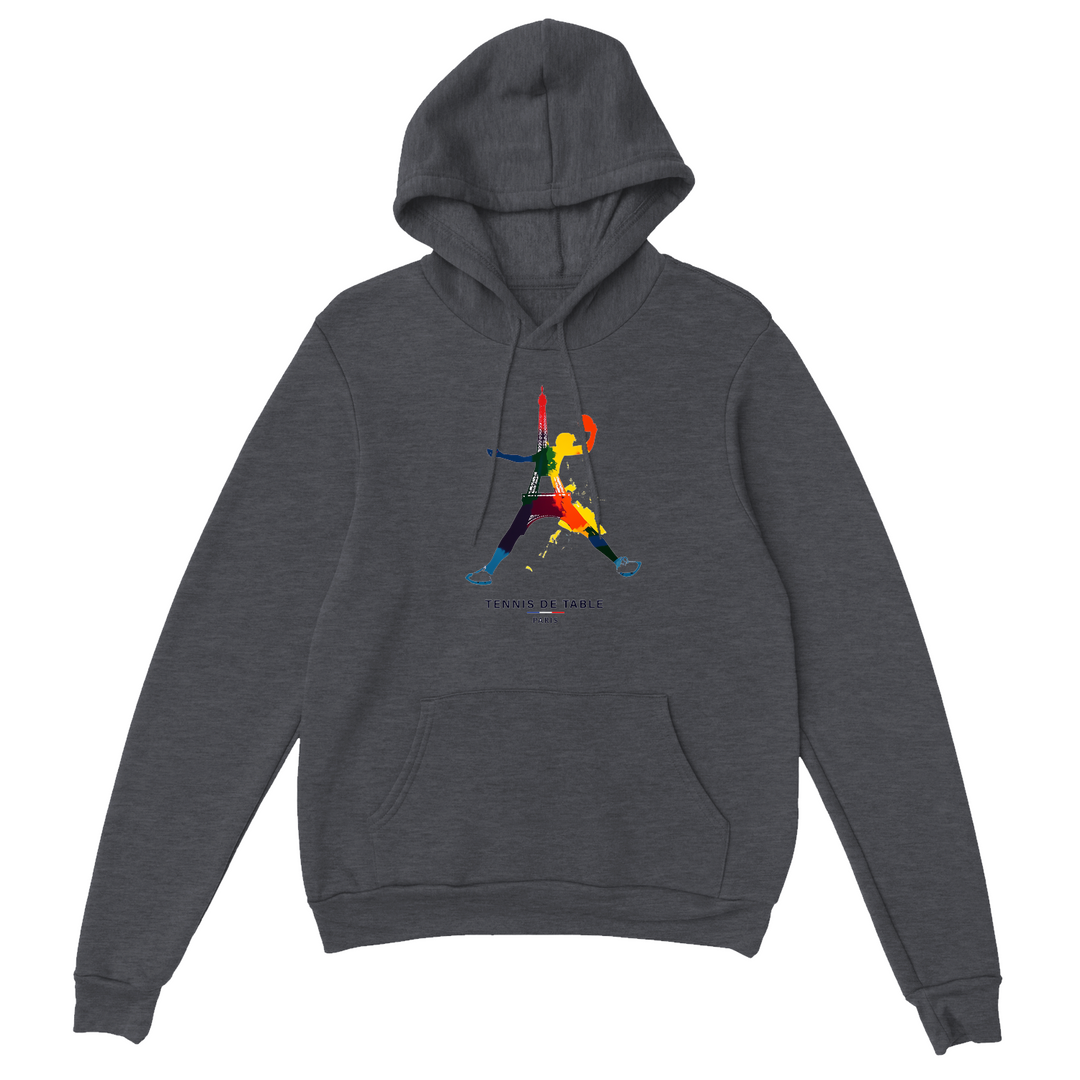 Hoodie featuring a graphic print of a tennis table in Paris