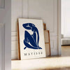 Abstract blue figure on a white and gray background in Matisse's Blue Nude II
