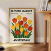 Amsterdam flower market botanical poster in vintage style, green and white