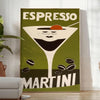 Illustrazione di un cocktail Espresso Martini in colori arancione e verde