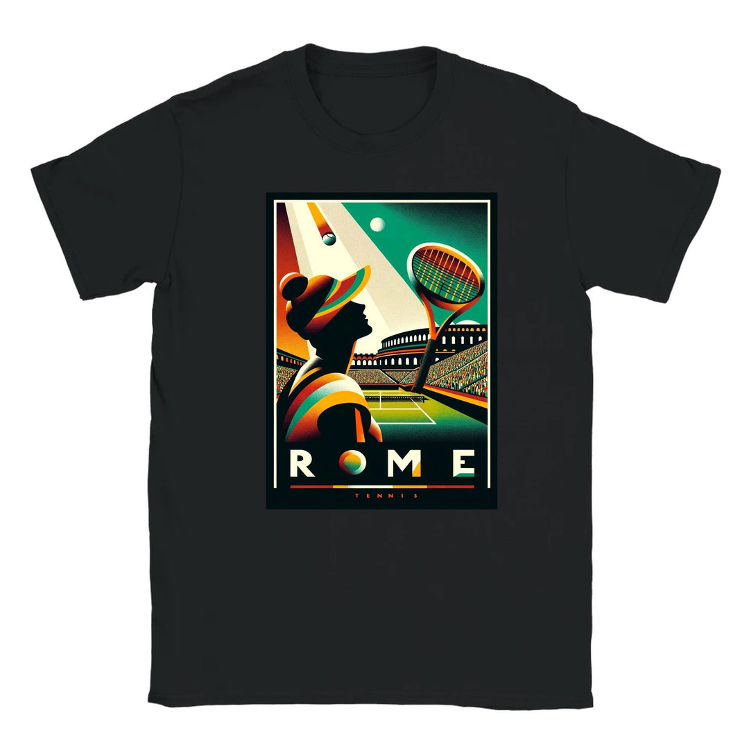 T-shirt featuring a graphic of a tennis player in action
