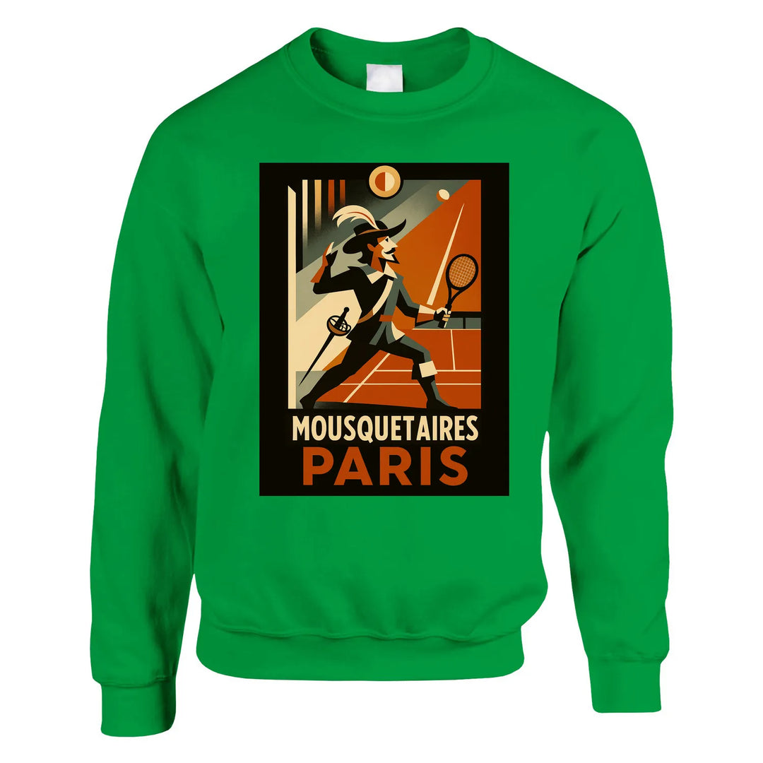 Crewneck sweater featuring a graphic of Mousquetaires Paris Tennis logo