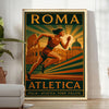 Athletic woman in vintage style with Rome skyline, yellow and brown tones