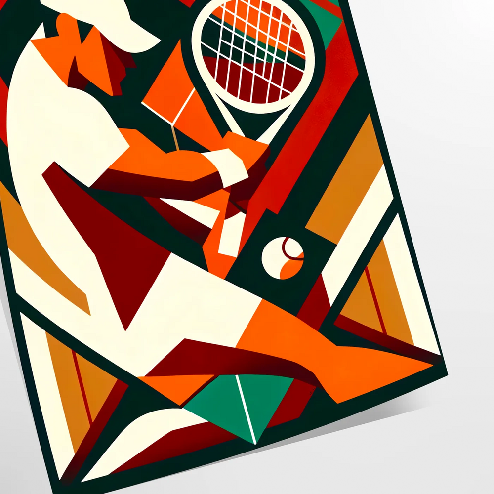 Vintage tennis poster featuring a classic design with muted colors
