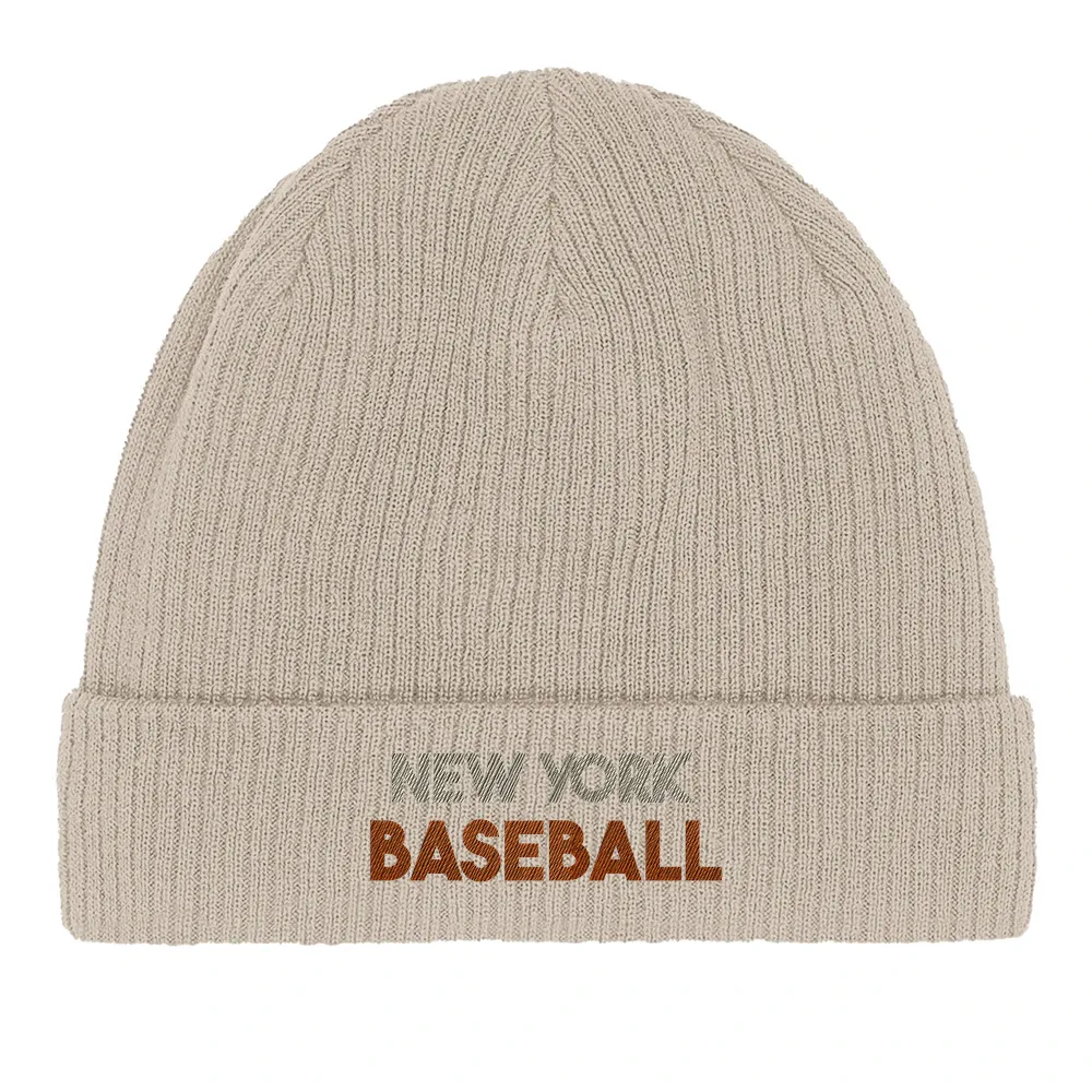 Embroidered beanie featuring a New York Baseball 5 design