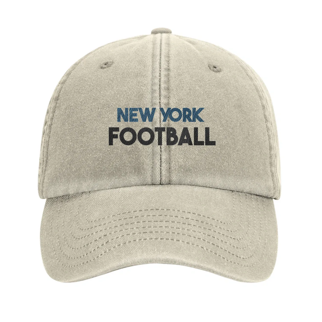 Embroidered cap featuring a vintage New York football logo
