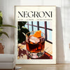Stylized illustration of a Negroni cocktail in orange and white