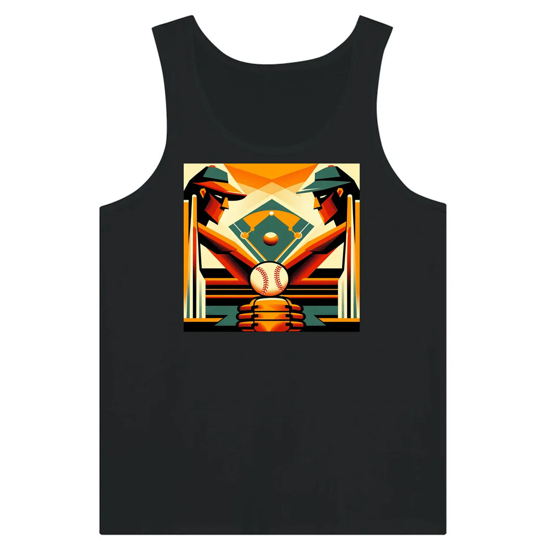 Unisex tank top featuring a graphic print of New York baseball imagery