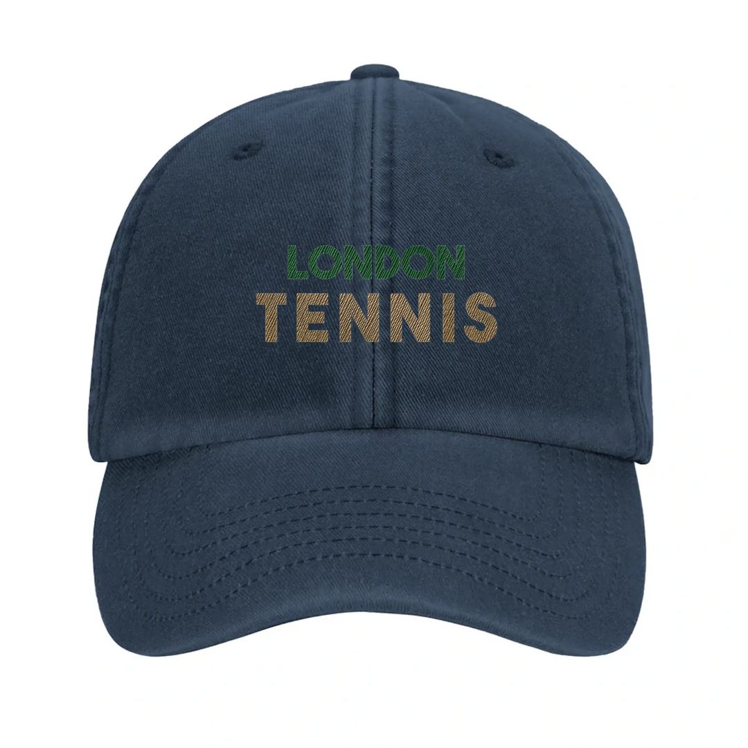 Embroidered cap featuring a vintage London Tennis logo design