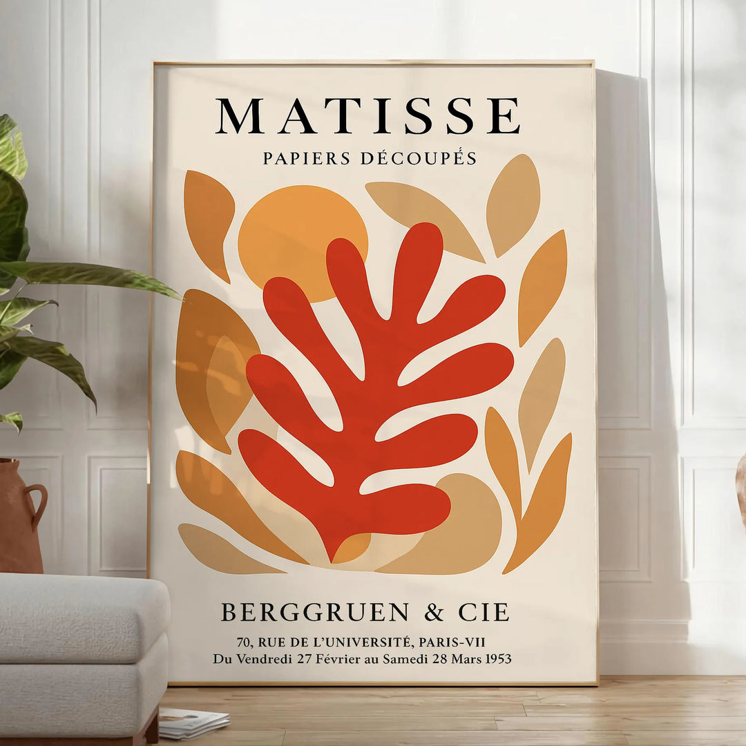 Forme ritagliate astratte in nero e arancione di Matisse