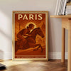 Gelb-grünes Reitsport-Poster mit Pariser Motiv, dynamische moderne Grafik