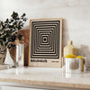 Bauhaus pyramid poster in brown, gray, and green geometric design