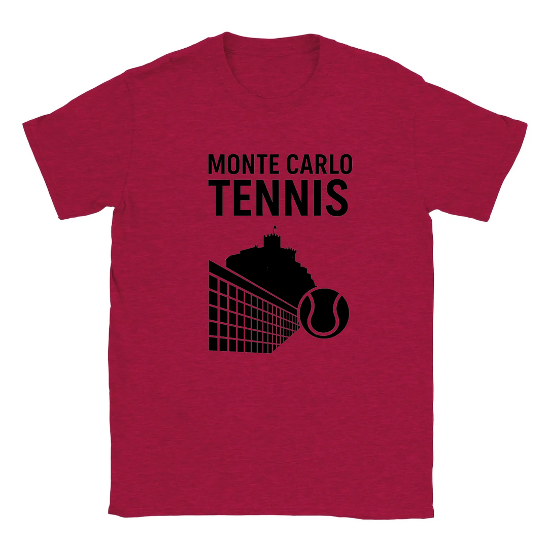 T-shirt featuring a graphic of a tennis player in action at Monte Carlo