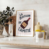 Black and white minimalist kitchen poster with elegant wine typographic design