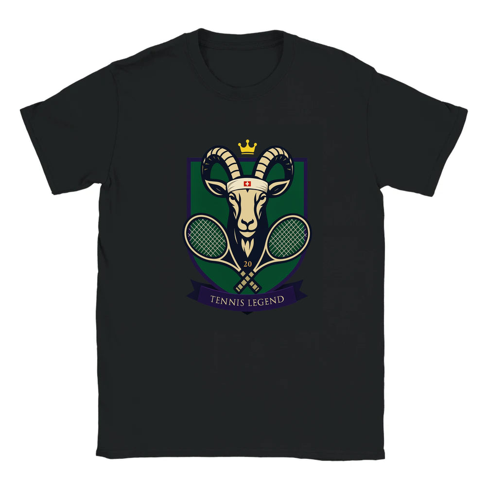 T-shirt featuring a graphic of Roger Federer playing tennis