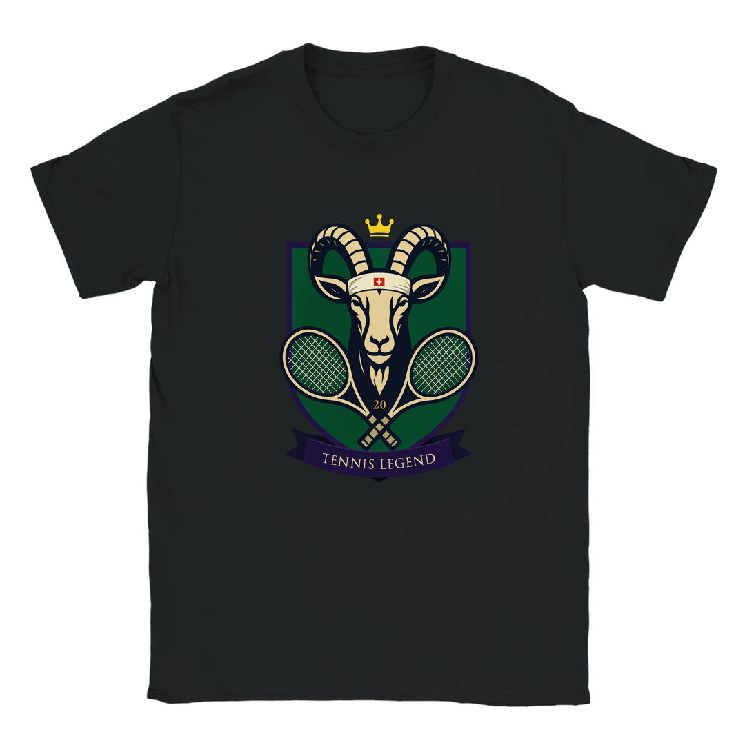 T-shirt featuring a graphic of Roger Federer playing tennis