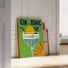 Black and gray gin and tonic poster, minimalist elegant cocktail artwork