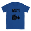 T-shirt featuring a graphic of tennis players in action with Marseille text