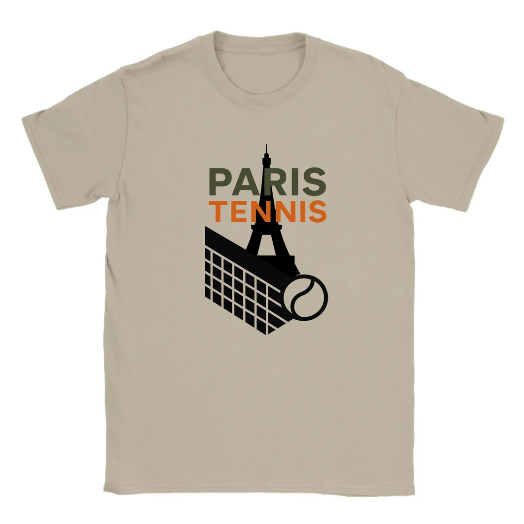 T-shirt featuring a graphic of a tennis player in Paris