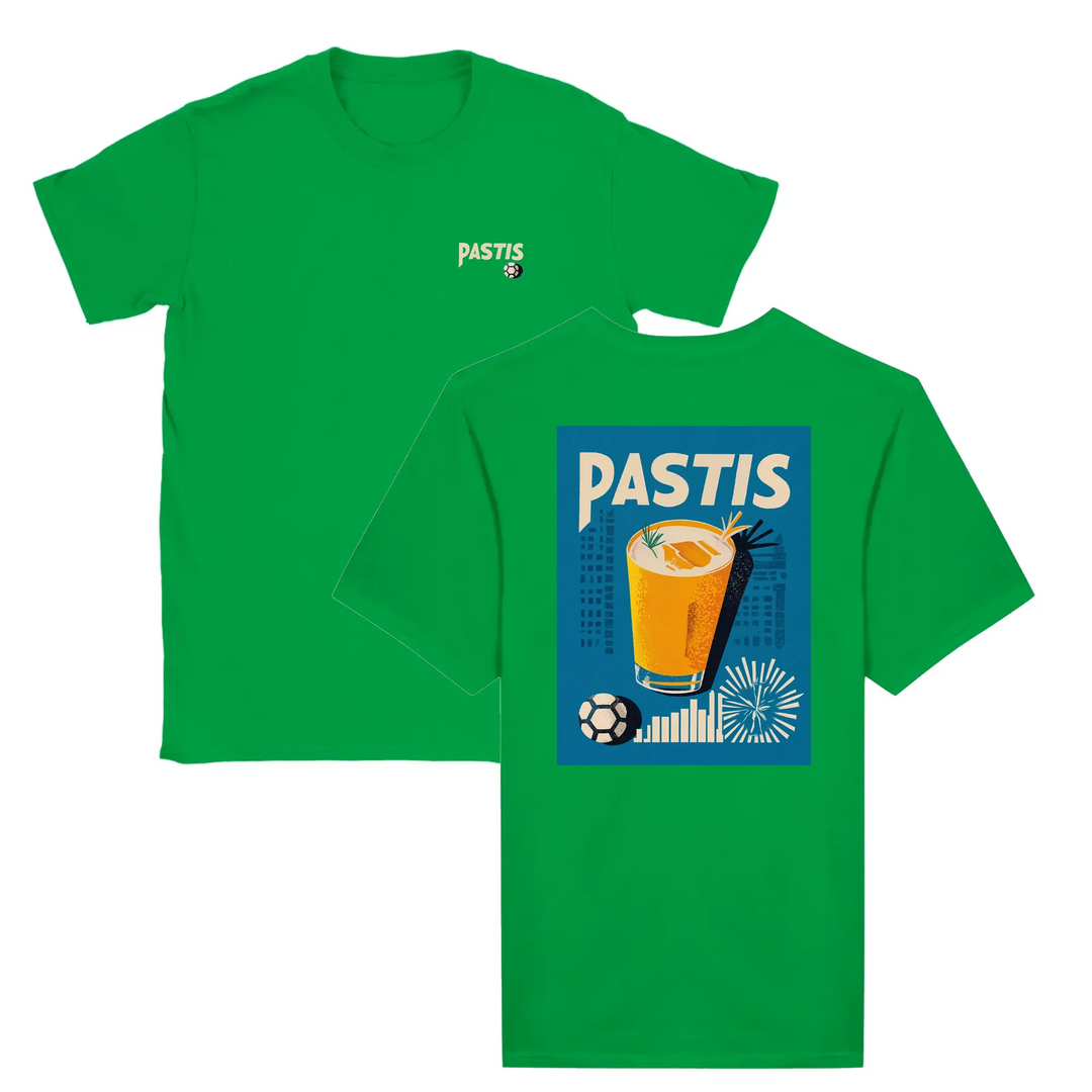 T-shirt featuring a graphic of a cocktail glass with Pastis Marseille branding