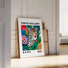 Orange leopard with white spots in a modern pop-art style