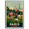 Vintage Art Deco poster of rugby scene in Paris, decorative print
