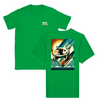 T-shirt featuring a graphic of a tennis player in action against a Miami skyline