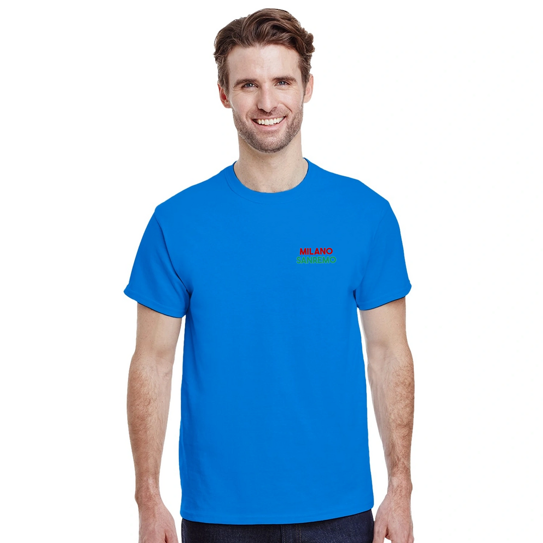 T-shirt featuring a graphic of the Milano–Sanremo cycling race