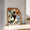 Green and white Miami tennis poster, minimalist retro-style courtside illustration