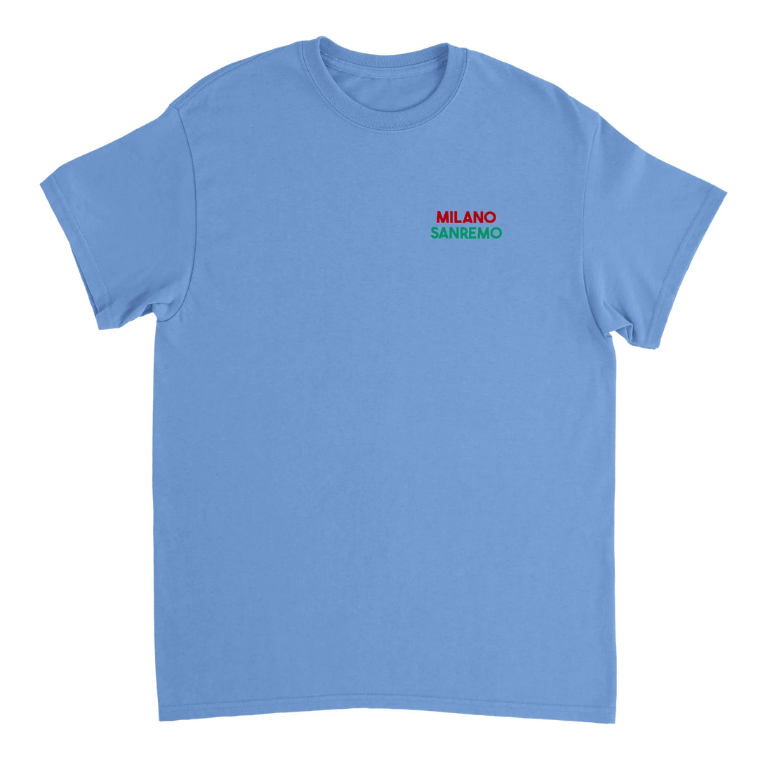 T-shirt featuring a graphic of the Milano–Sanremo cycling race
