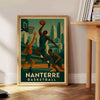 Nanterre basketball poster, vintage Art Deco style with bold graphic design