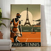 Black and gray minimalist Paris tennis poster with modern graphic design