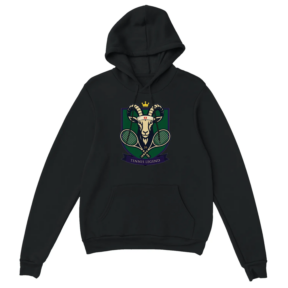 Hoodie with a graphic print of Roger Federer, the Tennis GOAT