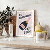 Minimalist black and white poster with 'Le Champagne C'est Bon' text