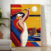 vintage Art Deco golf scene with orange and blue tones in Las Vegas